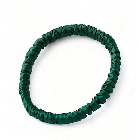 Mullbärssilke, hårsnoddar, elastiska hårsnoddar, 19 momme, hästsvans, hårsnoddar, hårsmycken, hårsnodd av siden, scrunchies, invisibobble silk scrunchie för kvinnor, flickor, mörkgrön