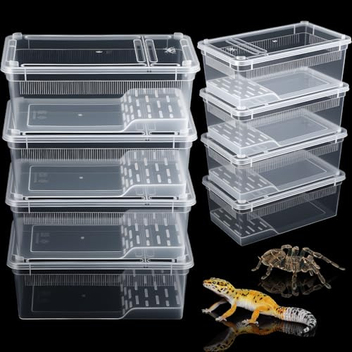 8 Pcs Reptile Breeding Box, Vent Strips, Clear, 8.6 x 5.1 x 3.1 Inch
