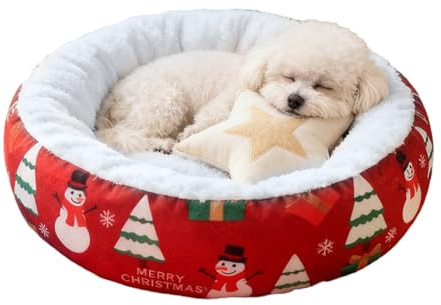 Hundebett für Weihnachten | Weiches Und Rundes Beruhigendes Komfort Sofa Für Haustiere Zu Weihnachten - Katzenbaby Transportbox Hundezwinger Flauschige Unterlage | Für Wohnung, Schlafzimmer, Wohnzimme