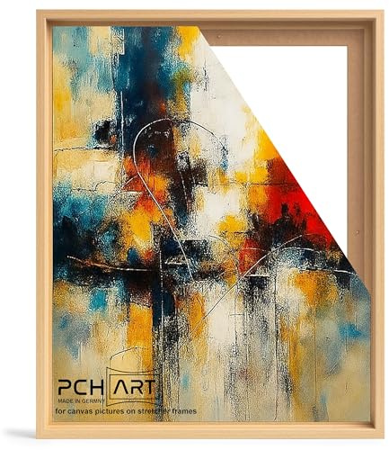 PCH[art] Schattenfugenrahmen in Buche Optik für Leinwandbilder auf Keilrahmen|Größe: 80x80 cm| Rahmen ohne Glas und Rückwand