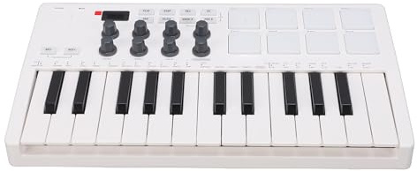 Asixxsix MIDI-Keyboard-Controller mit 25 Tasten, Kabellose Bluetooth-Mini-Beat-Maker-Maschine mit 8 Hintergrundbeleuchteten Drum-Pads, 8 Knöpfen für die Musikproduktion