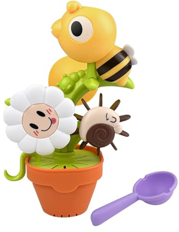 Mokaskaidj Giochi Bagnetto Neonato, Giocattolo da Bagno per Bambini 1 2 3 4 Anni, Giochi Vasca da Bagno Bambini a Forma di Fiore con Ventosa e Pala, Giocattoli da Bagno per Bambini di Compleanno