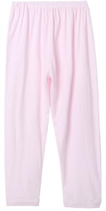 Medelålders Äldre Seniorer Dam 100 % Bomull Långkalsonger Bekväma Lösa Mamma- Och Mormorsunderställsbyxor Nattkläder(Pure Pink,XXL)