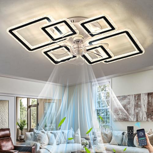 lnrosy Lampe Ventilateur avec Telecommande,Plafonnier Ventilateur Moderne de 84cm,6 Vitesses,Silencieux Ventilo Led à Intensité Dimmerabile de 3000k - 6500k,Pour Chambre,Salle à Manger,Noir