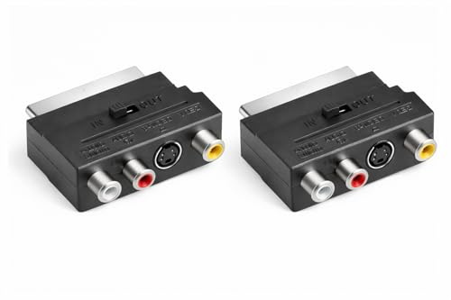 Yewseas 2PCS Adaptateur Péritel vers 3X in Out + S-Video S-VHS, Connecteur Audio Vidéo en Noir pour Une Transmission Optimale de l'image et du Son, Idéal pour Vos Appareils AV