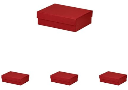 Rössler Geschenkbox mit Deckel | Box mit Deckel | Geschenkbox Geburtstag | Karton mit Deckel | Geschenk Box | Geschenkkarton mit Deckel | Maße: 140x190x60mm | Farbe: Rot (Packung mit 4)