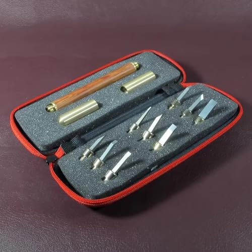 LeTkingok Gravierwerkzeug-Set aus Wolframstahl, Manuelles Schnitzwerkzeug mit Abnehmbarer Klinge zum Schnitzen von Stein, Holz, Muttern und Siegeln