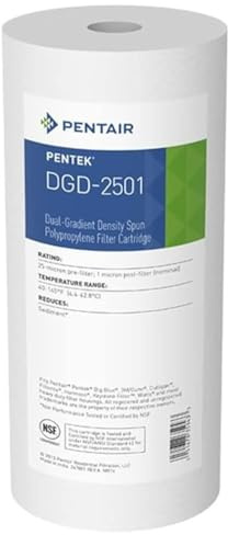 Pentek Pentair DGD-2501 155359-43 Big Blue 10-Inch Sediment Water Filter, 4.5 X 10, 100% Pure Polypropylene Gradient Density Cartridge, 1 micron