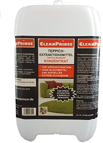 Teppich-Extraktionsmittel Konzentrat 5 Liter Extraktionsmittel Teppichextraktionsmittel Teppichreiniger flüssig Reinigungsmittel Teppichböden Polster Auslegwaren für professionelle Reinigung und Reinigungsgeräte