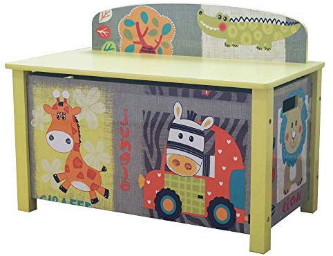Liberty House Toys Wooden Kid Jungle Large Toy Box 49.5cm H x 68cm W x 39cm D