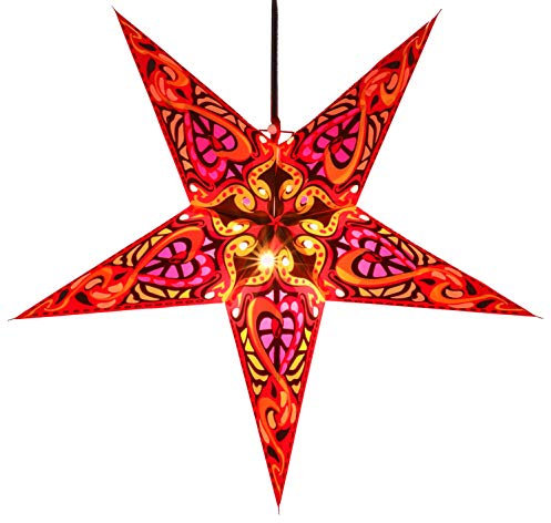 GURU SHOP Faltbarer Advents Leucht Papierstern, Weihnachtsstern 60 cm - Galadriel rot