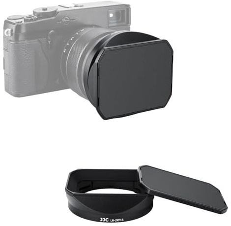 JJC LH-JXF16 Black Gegenlichtblende für Fujifilm Fujinon XF 16 mm f1.4 R WR Objektiv/Kit mit Slide Design Kapuze Gap – Ersetzt Fujifilm LH-XF16 | Haube aus Schwarz eloxiertem Aluminium, Mit verschiebbarem Objektivdeckel, Passend für 67mm Filter