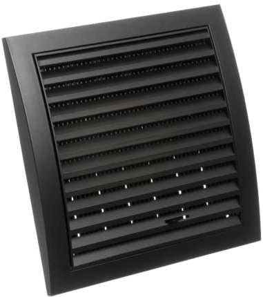190x190mm Anthrazit Lüftungsgitter mit Schieberegler Abschlussgitter Insektenschutz, ABS Gitter