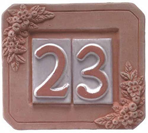 5PZ PORTANUMERO IN TERRACOTTA 2 POSTI CM. 18X16