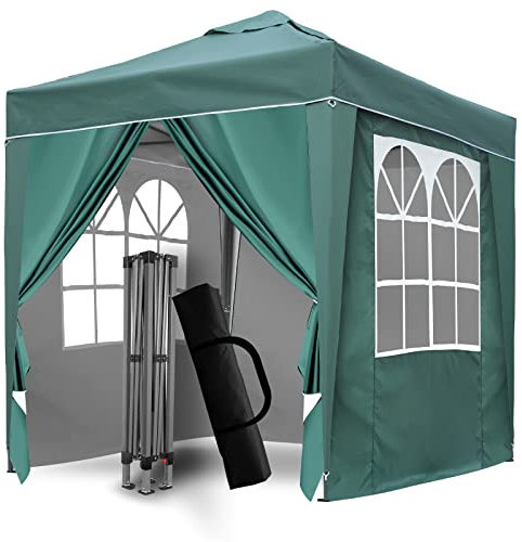 SANHENG Pop Up Gazebo, Pop Up Tent with Weights, Fully Waterproof, All Weather Gazebo ideal for Outdoor Party Camping (2x2m,Green)