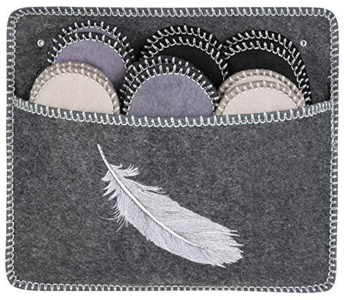 ONVAYA® ABS Gästepantoffel | Feder grau | 6er Set | Antirutsch Sohle | Hausschuhe | Filzpantoffel | Gr. 36-45 Gästehausschuh