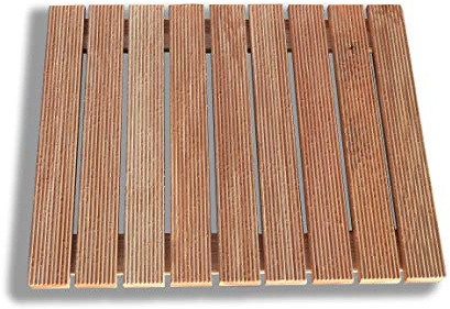 Castelmerlino Caillebotis de Douche en Lattes de mélèze vissées 54x68 cm pour receveurs de Douche 70x90 cm