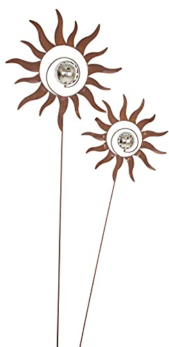 FRANK FLECHTWAREN Gartenstecker Kugelsonne, im 2er Set Ø 29 cm, Höhe 103 cm, Ø 39 cm, Höhe 127 cm