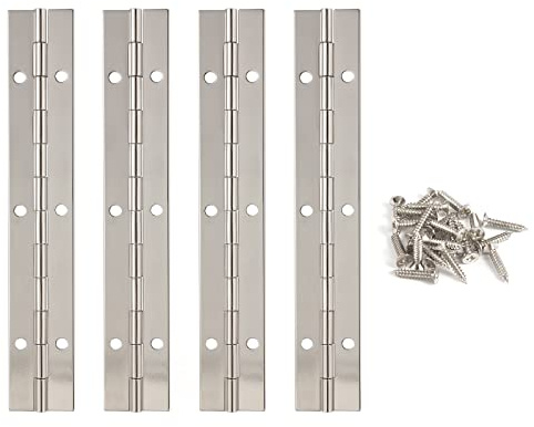 KINBOM 4pcs 6inch Piano Hinge for Cabinet, Stainless Steel Continuous Hinge Heavy Duty Piano Hinge with Holes and Screws for Cabinet Door Window (Silver)