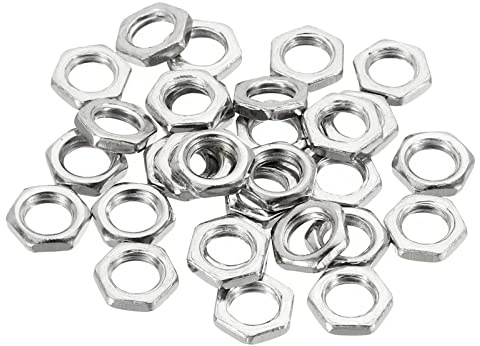 PATIKIL M7 x 1,0 Stahl-Sechskantmuttern, 30 Stück, metrisches Gewinde, verzinkte Oberfläche, Hardware-Muttern, Schraubbefestigungen, 2 mm Höhe
