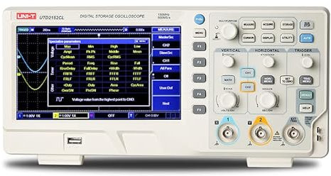 UNI-T UTD2152CL - Oscilloscopio de almacenamiento digital de doble canal con ancho de banda de 150 MHz, 500 MSa/s, velocidad de muestra en tiempo real, 5000 wfms/s