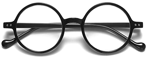 VEVESMUNDO Blaulichtfilter Runde Brillen Groß Retro Kunststoff Brillenfassung Dekobrille Nerdbrille Ohne Stärke (1 Stück Schwarz Lesebrille, 0)