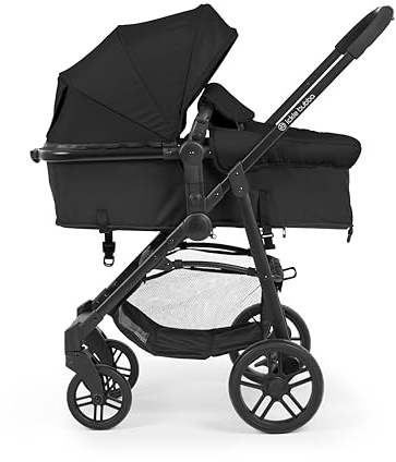 Ickle Bubba Star 2-in-1 Kinderwagen | Cabrio-Sitz, wendbar, UPF 50+ Sonnenschutz, großer Korb, einhändig faltbar, kompakt und langlebig für den täglichen Gebrauch (Schwarz)