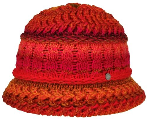 Lierys Gorro de Punto Alesund Mujer - Made in Germany Sombreros cloché Sombrero Invierno otoño/Invierno - Talla única Pink-Naranja