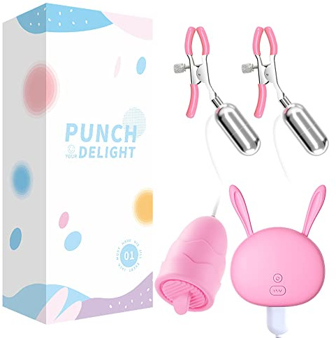 Lmgoc Nippelklemmen G Punkt Stimulation Nipple Clamps Vibratoren für Sie Mit 10 Vibrationen Klitoris Vibrierende mit Vagina Stimulator Massagegerät SM für Paare Sexspielzeug