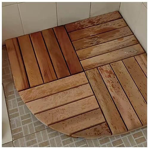 Badematten Badteppich Badezimmerteppich Groß Holz Fächerform Badematte Duschraum Teppich 90 80 70 Cm Saunen Spa Matte Für Wanne Tümpel Türöffnung Rutschfest Fußmatten ( Color : Fan , Size : 27.5x27.5i