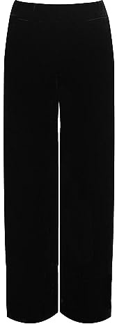 Pantalon Palazzo en velours pour femme - Grande taille - Taille élastique - Style urbain - Jambe large - Poches - Léger - Velours - Taille 42-56, Noir , 48-50