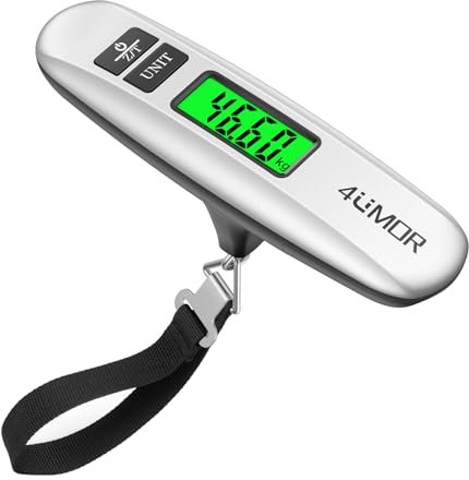 4UMOR Kofferwaage Digital mit Haken Tragbare Gepäckwaage LCD-Anzeige für Reisekoffer Reisen Familienleben Travel Hängewaage Funktion Praktisch bis 50KG Schwarz