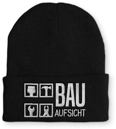 tshirtladen Spruchmütze Strickmütze Bauaufsicht Wintermütze Mütze lustige Beanie mit Stick OneSize