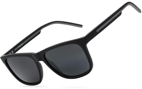 ZENOTTIC Black Men's Polarized Sunglasses - Lightweight TR90 Frame Square Mens Sunglasses UV400 Protection