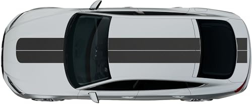 Kiwistar - Autoaufkleber Rallye Streifen - 2 Sticker 15 x 400 cm - Dunkelgrau matt - selbstklebend - Viperstreifen für Auto, Motorhaube, Karosserie - Tuning Aufkleber Racing Deko