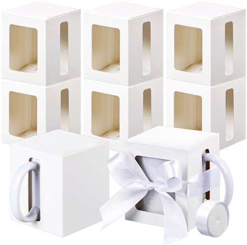Harloon 36 Stück Becherboxen für Geschenke, transparente Geschenkverpackung, Box für den Versand, 325 ml, Rohlinge, Sublimationsbecher, Keramik, Kaffeetassen, Weinglasverpackung, Geschenkbox,