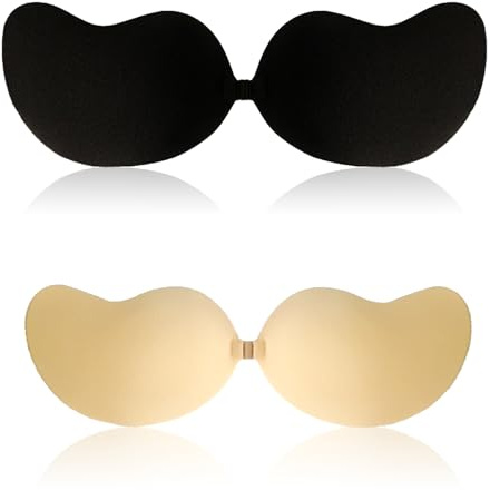 SpetngSake 2 Stück Klebe BH Push up für Kleine Brüste,Unsichtbarer Klebe-BHS,Push up Klebe BH Große Brust Pads,Backless Strapless Sticky Bra,Trägerloser BH Rückenfrei Große Größen für Badeanzug Kleid