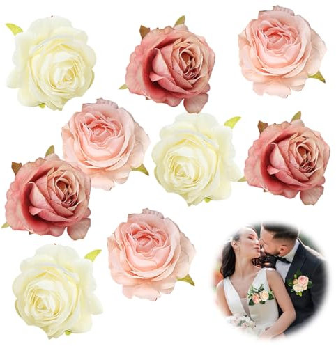 9 Pcs Flower Cake Topper Happy Birthday Artificial Rose, Artificial Rose Flower Wedding Cake Toppers Ball Cake Toppers for DIY Birthday Party Valentine's Day Cakes