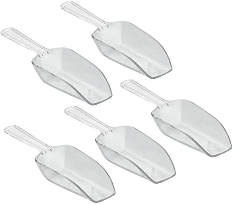 5 Pcs Mini Clear Reusable Plastic Ice Scoop Shovels for Weddings Candy Dessert Buffet Ice Cream Protein Powder Pet Food - 4.5x2.5x14.5 cm Practical and Attractive