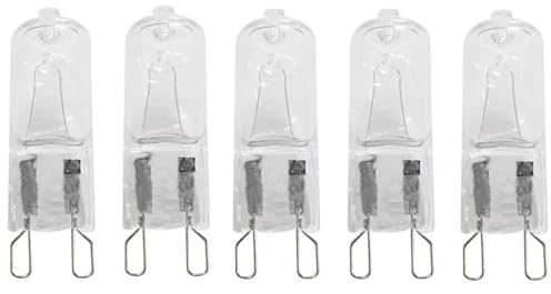 UGEFKMQ Halogen G9 40W 230W Glühbirne Kapsel Halogen Leuchtmittel G9 20W 25W 40W 60W Bi-Pin warmweiß dimmbar 5 Stück, 40 W