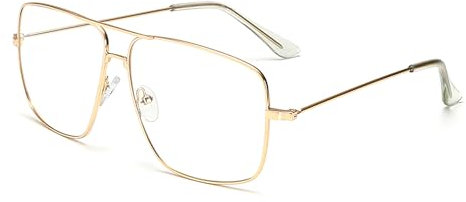Teuena Montures de Lunettes Homme et Femme, Monture Rectangulaire, Forme Classique Unisexe avec Charnières Renforcées Gold Fausses Lunettes de Vue Lunettes de Vue Monture Leger pour Décorative