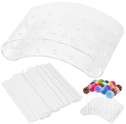 Dokeno Lollipop Ständer Mit 20 Löchern - Cake Pop-Butler Mit 100 Stück Stielen - Halter Für Lutscher, Hochzeit, Geburtstag, Süßigkeitenladen