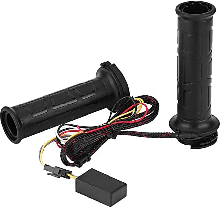 Klanata 1 Paar 12 V Universal-Heizgriffe für Motorräder, 7/8 Zoll 22 mm Lenker, mit Voltmeter und USB-Ladegerät, geeignet für Motorräder und Fahrräder