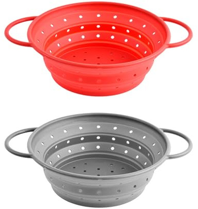 2-Piece Drain Basket, Silicone Drain Basket, Foldable Drain Basket, Fruit and Vegetable Drain Basket, Kitchen Washing Tools, Kitchen Supplies