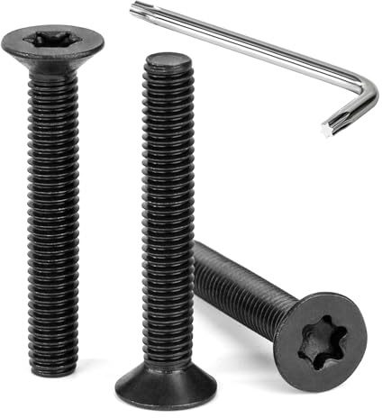 Tunejoy 30 Stück M6 x 40 mm Senkkopfschrauben Torx Schwarz Senkschrauben Edelstahl A2 V2A Maschinenschrauben Senkkopf Innensechskant Vollgewinde mit T30 Inbusschlüssel