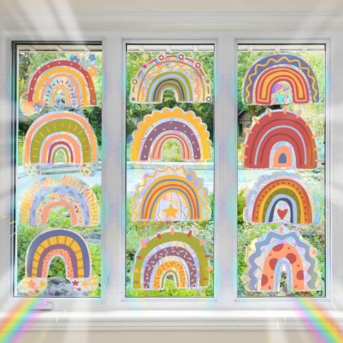 Adesivo per finestra con prisma arcobaleno, protezione dagli uccelli, per finestre, riutilizzabile, adesivo riflettente, anti-collisione, decorazione per finestre