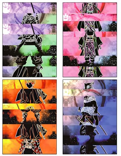 Poster, 4 Stück Anime Poster, Posters Wanddekoration Geschenk 21x30cm | 4 Stück Anime Poster, Wanddekoration Geschenk für Kinder 21x30cm