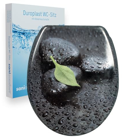 sanicomfort WC-Sitz, Duroplast, mit Absenkautomatik, Toilettensitz passend für alle handelsüblichen WC-Becken (wet Stone)
