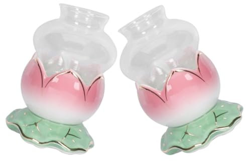 TOPBATHY 2sätze Petroleumlampe Lotus Öllampe Winddicht Keramik Butterlampe Für Tisch Buddha Licht Zuhause Deko Tempel Schmuck Innenbereich Lampe