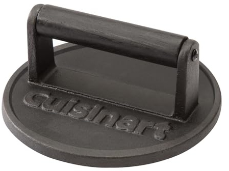 Cuisinart Cast Iron Smashed Burger Press | Heavy Duty Burger Smasher with Heat Resistant Handle | 17cm Grill Press for Burgers, Meat, Sandwiches